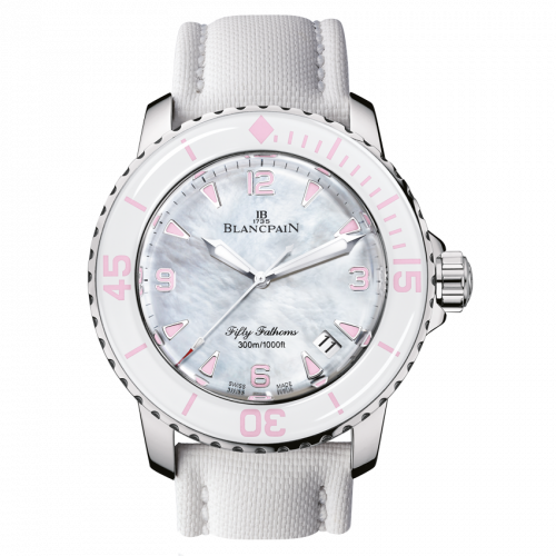 Blancpain Fifty Fathoms Automatique Stainless Steel / Mother of Pearl / White Canvas 5015-1144-52