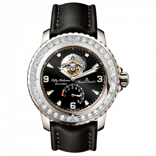 Blancpain Fifty Fathoms Tourbillon 8 Jours White Gold / Diamonds / Black Canvas 5025-5230-52A
