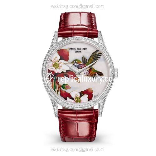 Patek Philippe Calatrava 5077 White Gold / Diamond / Hummingbirds 5077/100G-033
