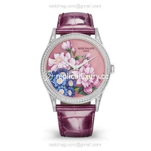 Patek Philippe Calatrava 5077 White Gold / Portrait of Flowers 5077/100G-036