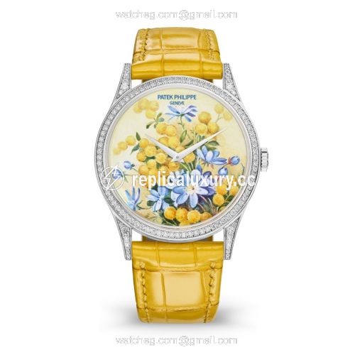 Patek Philippe Calatrava 5077 White Gold / Portrait of Flowers 5077/100G-037
