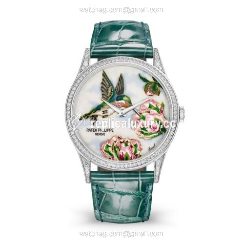 Patek Philippe Calatrava 5077 White Gold / Diamond / Hummingbirds 5077/100G-042