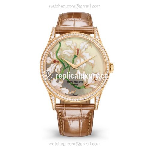 Patek Philippe Calatrava 5077 Rose Gold / Diamond / Orchids 5077/100R-036