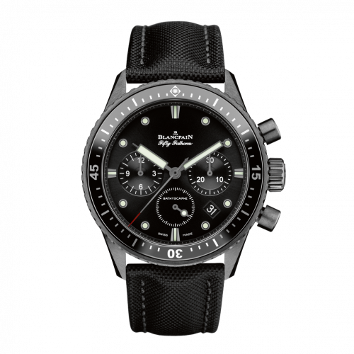 Blancpain Fifty Fathoms Bathyscaphe Flyback Chronograph Black Ceramic / Black / Black Canvas 5200-0130-B52A