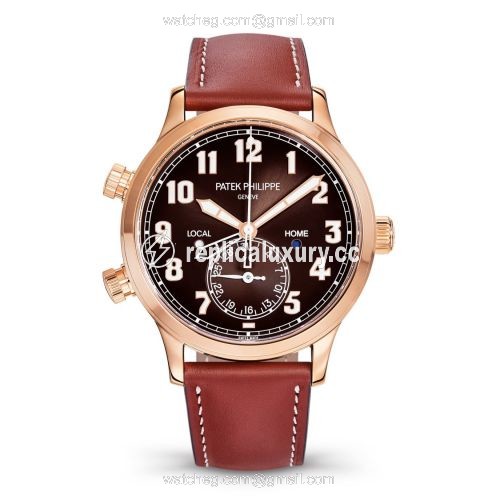Patek Philippe Calatrava Pilot Travel Time 5524 Rose Gold / Brown 5524R-001