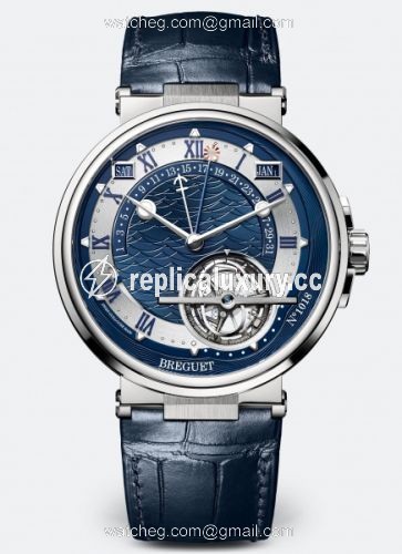 Breguet Marine Tourbillon Equation of Time 5887 Platinum / Blue / Alligator 5887PT/Y2/9WV