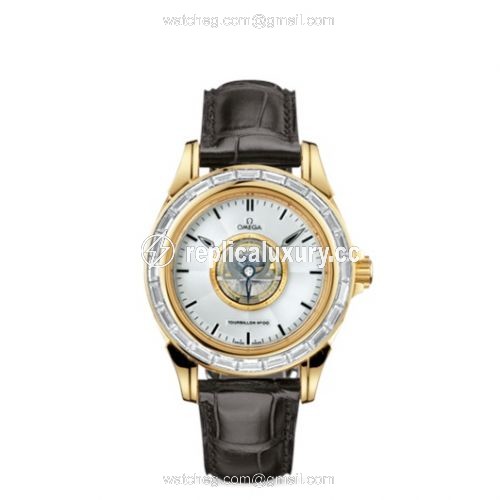 Omega De Ville Tourbillon Yellow Gold / Baguette / Silver 5914.30.32