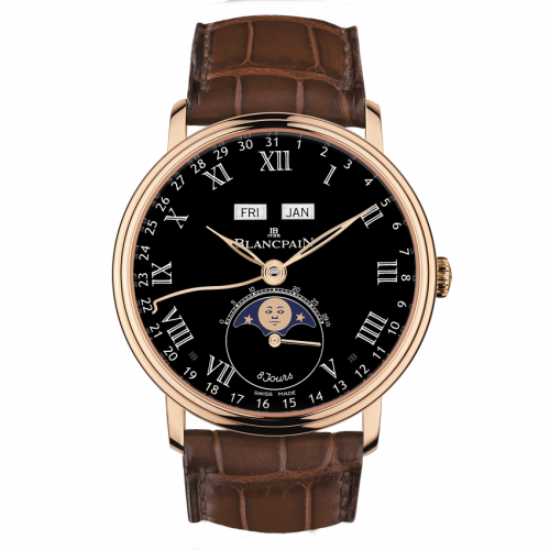 Blancpain Villeret Quantieme Complet 8 Jours Red Gold / Black Enamel 6639-3637-55B