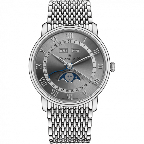 Blancpain Villeret Quantieme Complet 40mm Stainless Steel / Grey / Bracelet 6654-1113-MMB