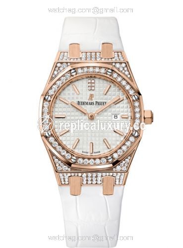 Audemars Piguet Royal Oak 33 Quartz Pink Gold / Diamond / Silver / Strap 67652OR.ZZ.D011CR.01