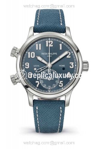 Patek Philippe Calatrava Pilot Travel Time 7234 Stainless Steel / Blue 7234A-001