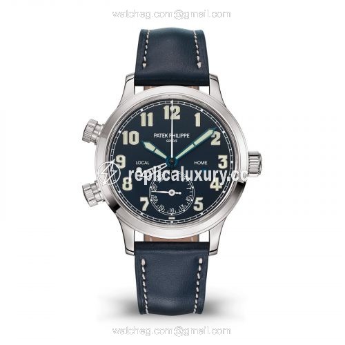 Patek Philippe Calatrava Pilot Travel Time 7234 White Gold / Blue 7234G-001