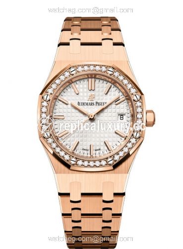 Audemars Piguet Royal Oak Selfwinding 34 Red Gold / Diamond / Silver / Bracelet 77351OR.ZZ.1261OR.01