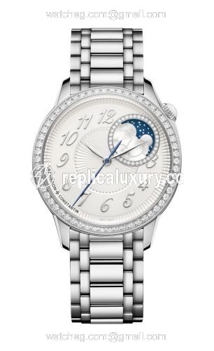 Vacheron Constantin egerie Moonphase 37 Stainless Steel / Diamond / Silver / Bracelet 8005F/120A-B497