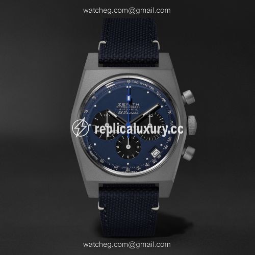 Zenith El Primero A384 Edge of Space Titanium / Blue / Rubber 97.A384.400/27.C821