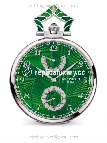 Patek Philippe Pocket Watch Lepine Power Reserve White Gold / Elephant in the Jungle 982/161G