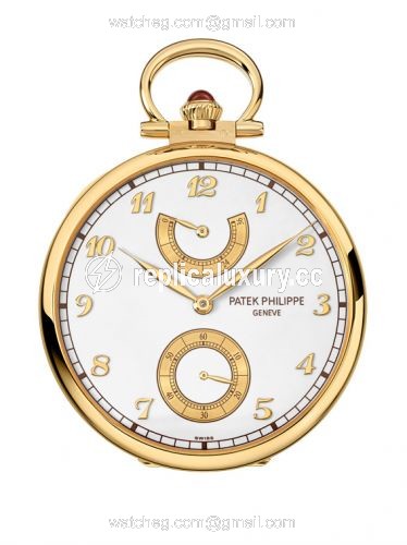 Patek Philippe Pocket Watch Lepine Power Reserve Yellow Gold / An Outing on the Lake 982/174J