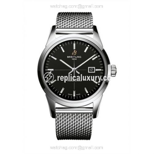 Breitling Transocean Date Stainless Steel / Black / Bracelet A1036012/BA91/154A
