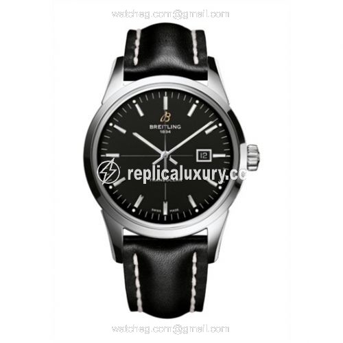 Breitling Transocean Date Stainless Steel / Black / Calf / Pin A1036012/BA91/435X/A20BA.1