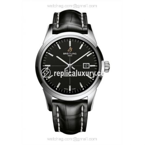 Breitling Transocean Date Stainless Steel / Black / Croco / Pin A1036012/BA91/743P/A20BA.1