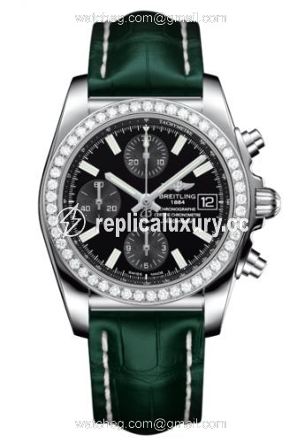 Breitling Chronomat 38 SleekT Stainless Steel / Diamond / Black / Alligator A1331053/BD92/772P