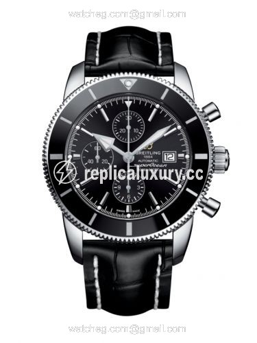 Breitling Superocean Heritage II 46 Chronograph Stainless Steel / Black / Black / Croco / Pin A1331212/BF78/760P/A20BA.1