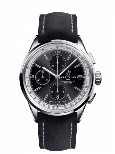 Breitling Premier Chronograph 42 Stainless Steel / Black / Nubuck Black / Tang A13315351B1X2