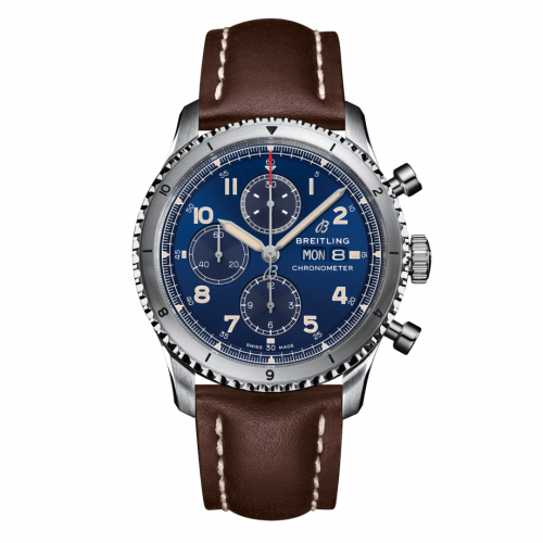 Breitling Aviator 8 Chronograph 43 Stainless Steel / Blue / Calf / Folding A13316101C1X4