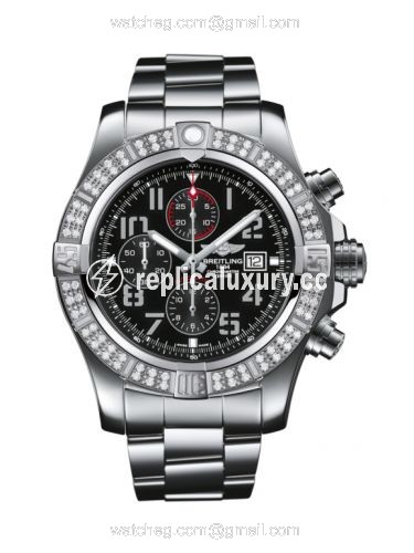 Breitling Super Avenger II Stainless Steel / Diamond / Volcano Black / Bracelet A1337153.BC28/168A