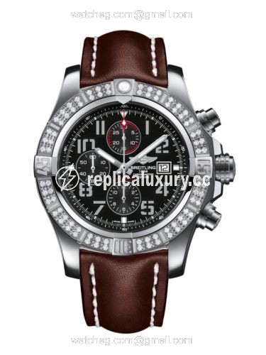 Breitling Super Avenger II Stainless Steel / Diamond / Volcano Black / Calf / Pin A1337153/BC28/443X/A20BA.1