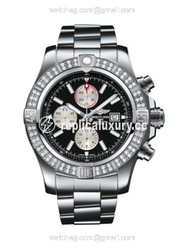 Breitling Super Avenger II Stainless Steel / Diamond / Volcano Black / Bracelet A1337153/BC29/168A