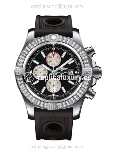 Breitling Super Avenger II Stainless Steel / Diamond / Volcano Black / Rubber / Pin A1337153/BC29/201S