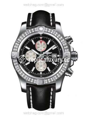 Breitling Super Avenger II Stainless Steel / Diamond / Volcano Black / Calf / Pin A1337153/BC29/441X/A20BA.1