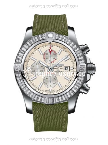 Breitling Super Avenger II Stainless Steel / Diamond / Stratus Silver / Military / Pin A1337153/G779/105W/A20BA.1
