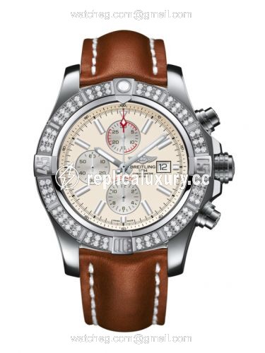 Breitling Super Avenger II Stainless Steel / Diamond / Stratus Silver / Calf / Pin A1337153/G779/439X/A20BA.1