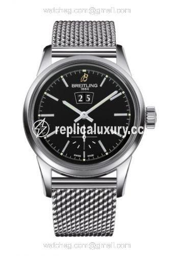 Breitling Transocean 38 Stainless Steel / Black / Bracelet A1631012/BD15/171A
