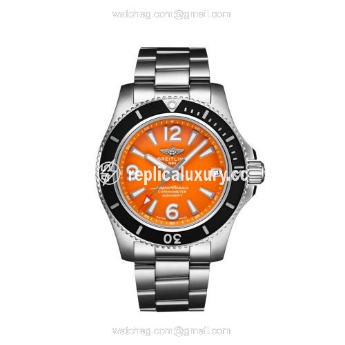 Breitling Superocean 36 Stainless Steel / Orange / Bracelet A17316D71O1A1