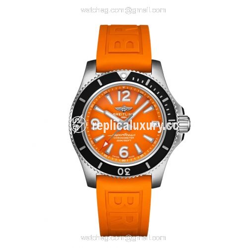Breitling Superocean 36 Stainless Steel / Orange / Rubber A17316D71O1S1