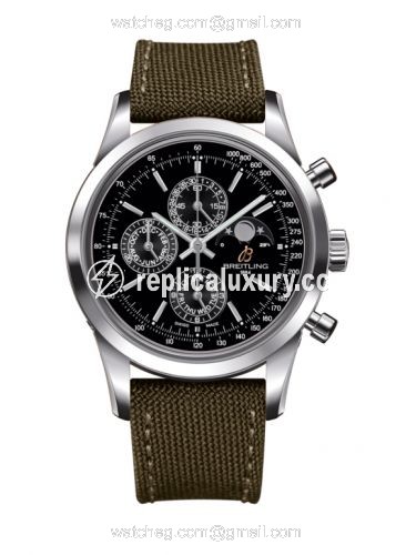 Breitling Transocean Chronograph 1461 Stainless Steel / Black / Military / Pin A1931012/BB68/106W/A20BA.1
