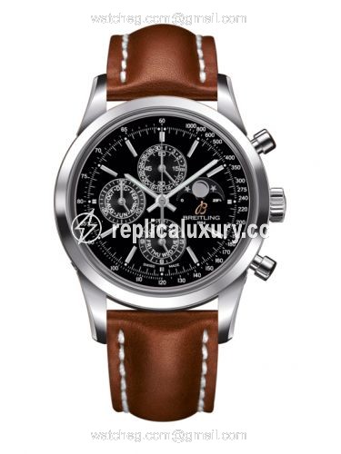 Breitling Transocean Chronograph 1461 Stainless Steel / Black / Calf / Pin A1931012/BB68/433X/A20BA.1