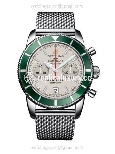 Breitling Superocean Heritage 44 Chronograph Stainless Steel / Green / Silver / Milanese A2337036.G753.154A