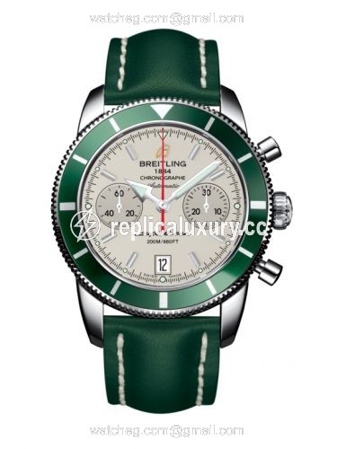 Breitling Superocean Heritage 44 Chronograph Stainless Steel / Green / Silver / Calf A2337036.G753.189X