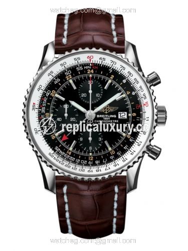 Breitling Navitimer World Stainless Steel / Black / Croco / Pin A2432212/B726/756P/A20BA.1