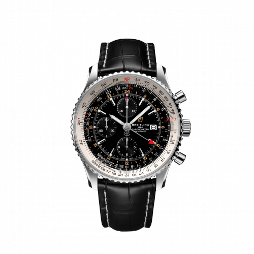 Breitling Navitimer 1 Chronograph GMT Stainless Steel / Black / Croco / Pin A24322121B2P1