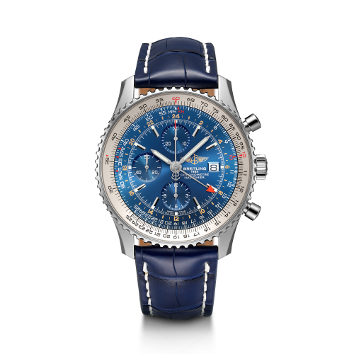 Breitling Navitimer World Stainless Steel / Blue / Croco / Pin A24322121C1P1