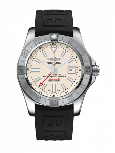 Breitling Avenger II GMT Stainless Steel / Stratus Silver / Rubber / Folding A32390111G1S1