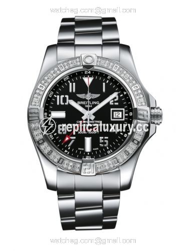 Breitling Avenger II GMT Stainless Steel / Diamond / Volcano Black / Bracelet A3239053.BC34.170A