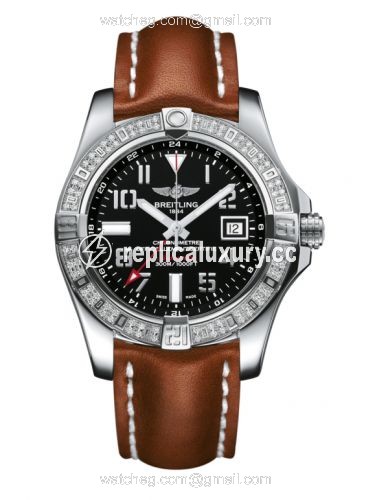 Breitling Avenger II GMT Stainless Steel / Diamond / Volcano Black / Calf A3239053.BC34.433X
