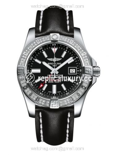 Breitling Avenger II GMT Stainless Steel / Diamond / Volcano Black / Calf A3239053.BC35.435X