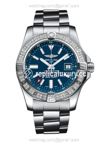 Breitling Avenger II GMT Stainless Steel / Diamond / Mariner Blue / Bracelet A3239053.C872.170A